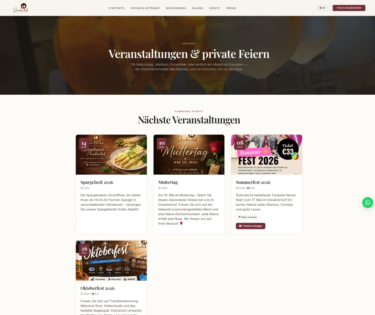 Events und Ticketanfragen — geregelt.