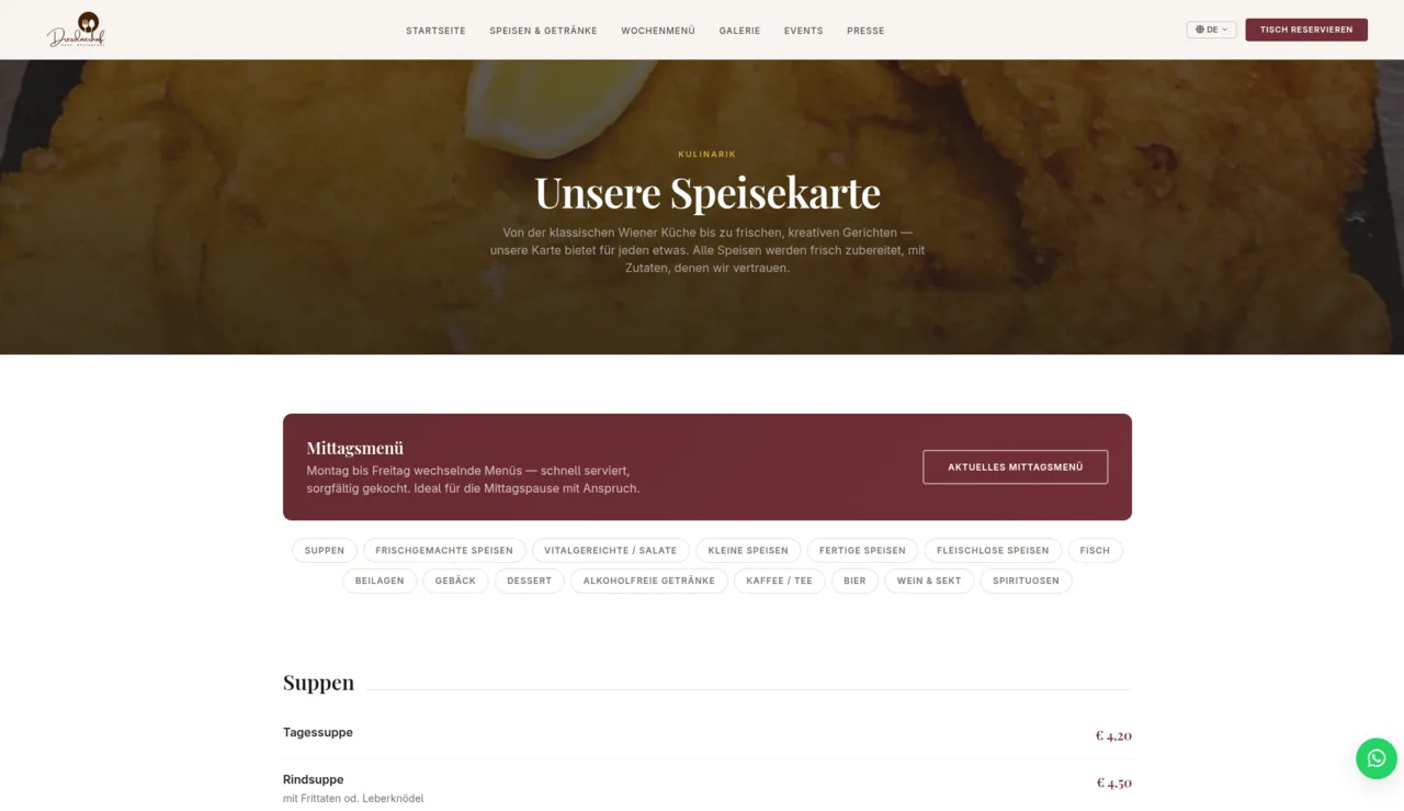 Ihre Speisekarte, immer aktuell.